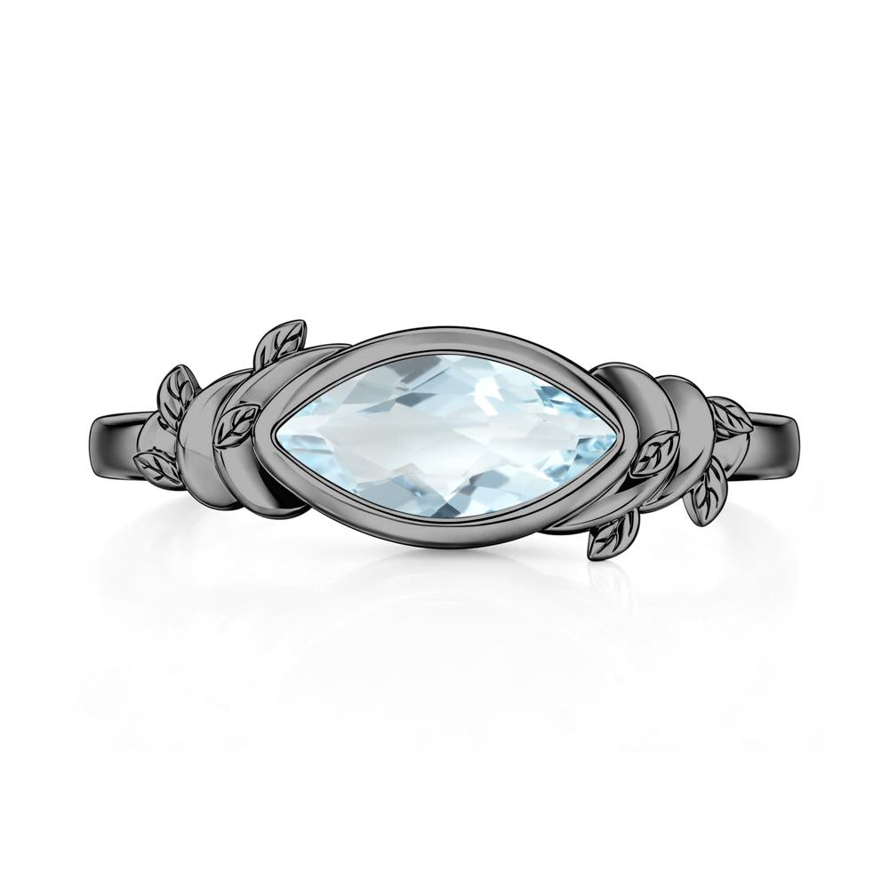 East West Marquise Cut Garnet Leaf and Vine Ring - LUO Jewelry #gemstone_Aquamarine