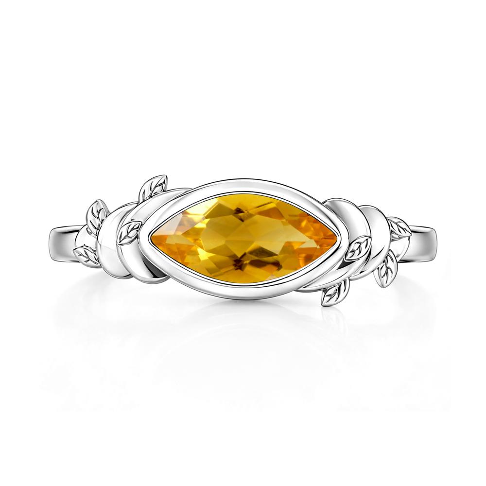 East West Marquise Cut Garnet Leaf and Vine Ring - LUO Jewelry #gemstone_Citrine