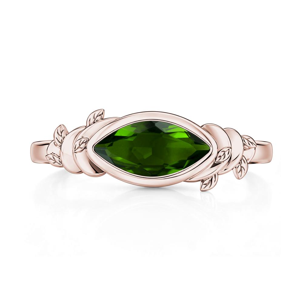 East West Marquise Cut Garnet Leaf and Vine Ring - LUO Jewelry #gemstone_Diopside