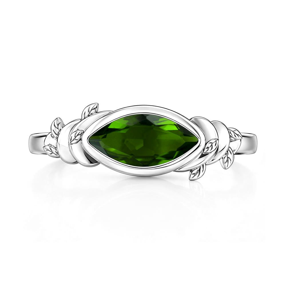 East West Marquise Cut Garnet Leaf and Vine Ring - LUO Jewelry #gemstone_Diopside
