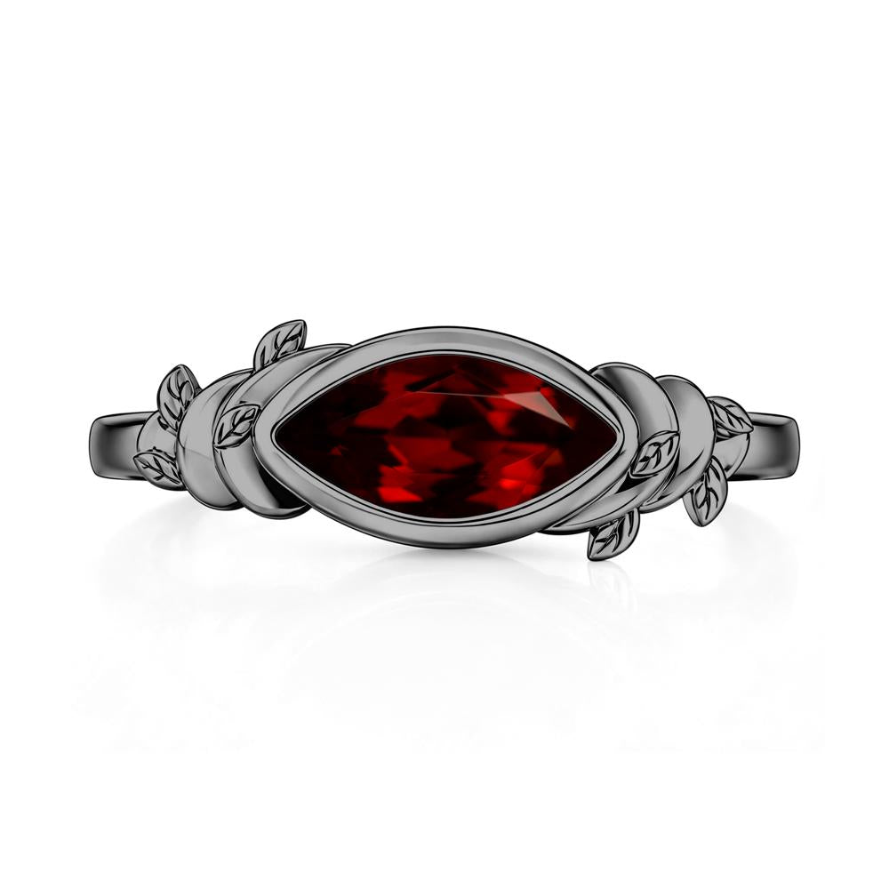 East West Marquise Cut Garnet Leaf and Vine Ring - LUO Jewelry #gemstone_Garnet
