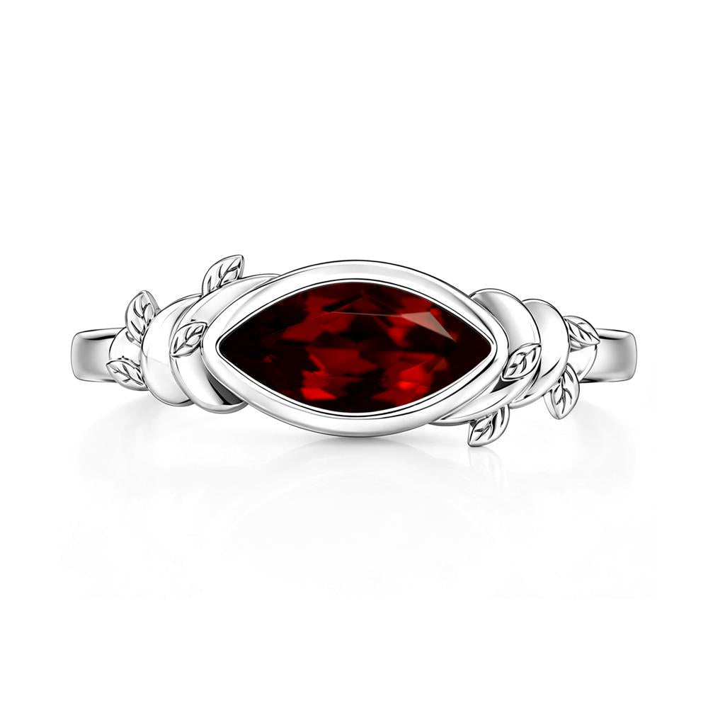 East West Marquise Cut Garnet Leaf and Vine Ring - LUO Jewelry #gemstone_Garnet