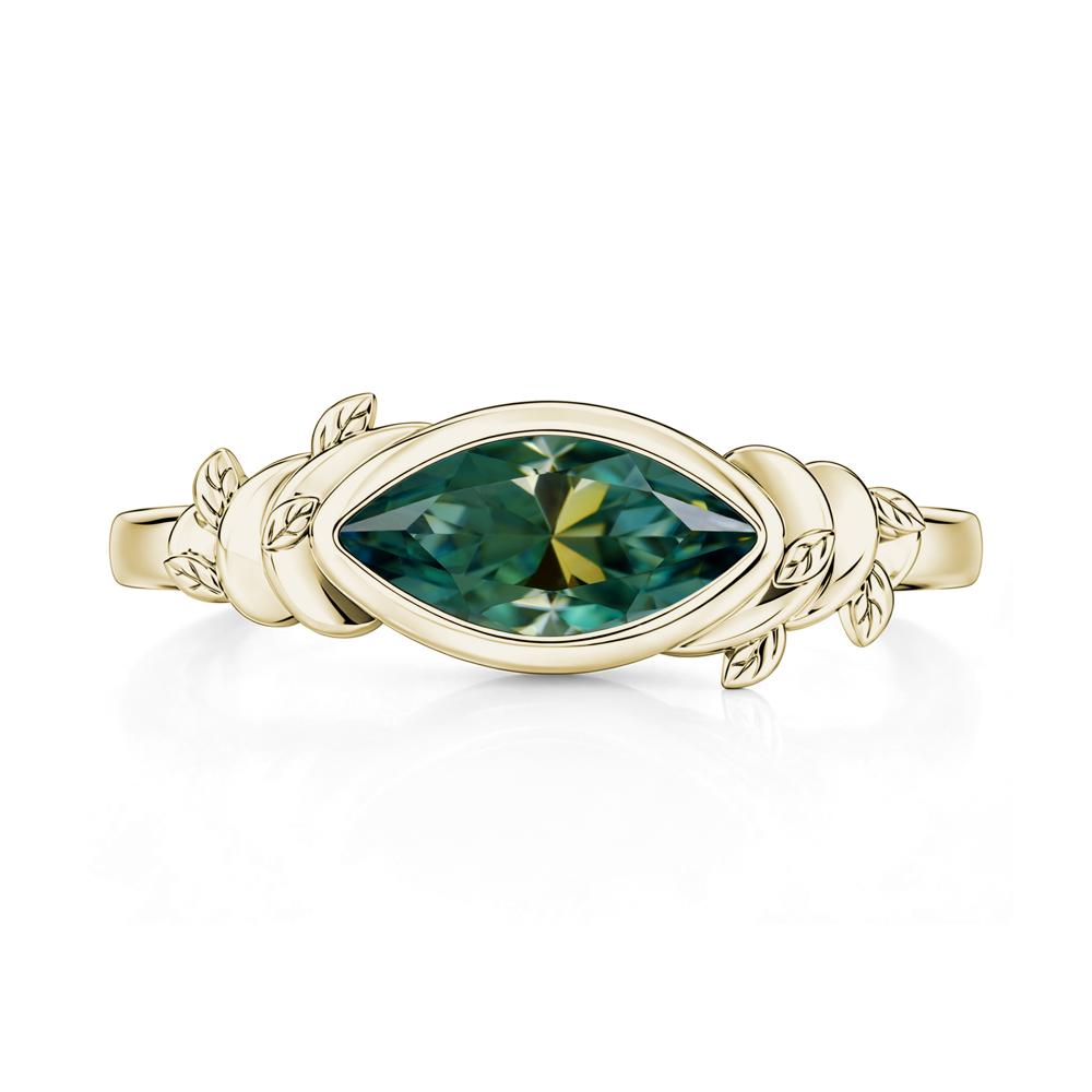 East West Marquise Cut Garnet Leaf and Vine Ring - LUO Jewelry #gemstone_Green Moissanite