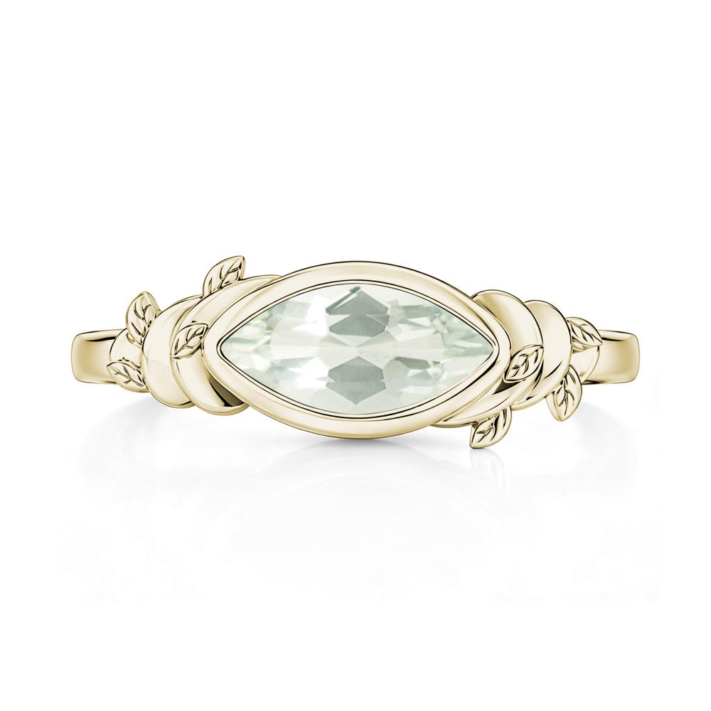 East West Marquise Cut Garnet Leaf and Vine Ring - LUO Jewelry #gemstone_Green Amethyst