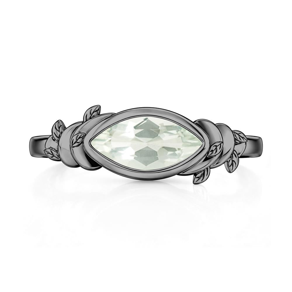 East West Marquise Cut Garnet Leaf and Vine Ring - LUO Jewelry #gemstone_Green Amethyst