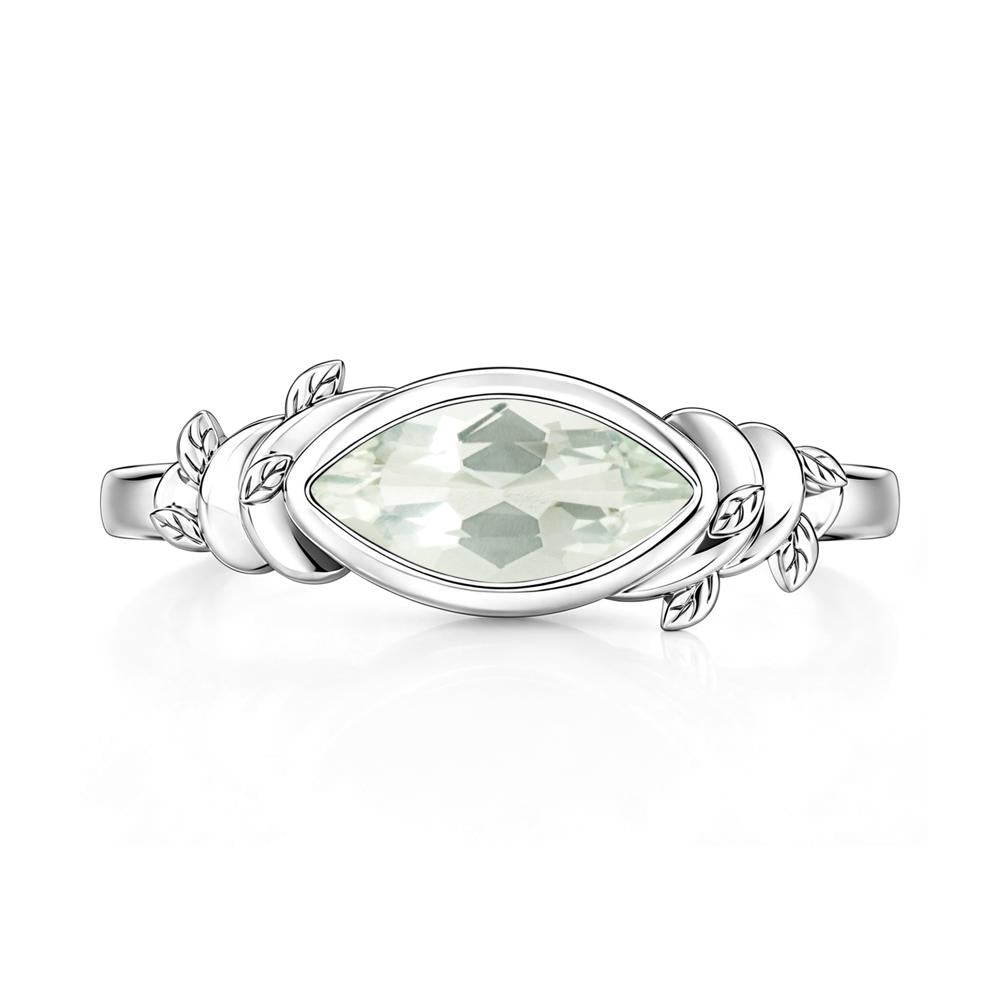 East West Marquise Cut Garnet Leaf and Vine Ring - LUO Jewelry #gemstone_Green Amethyst