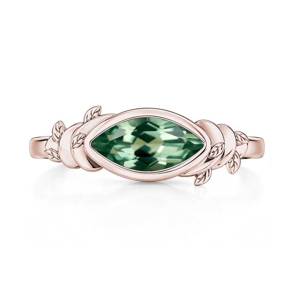 East West Marquise Cut Garnet Leaf and Vine Ring - LUO Jewelry #gemstone_Green Sapphire