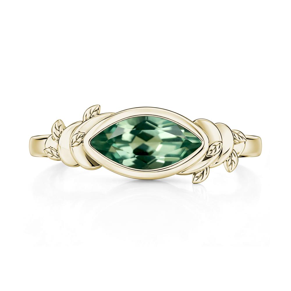 East West Marquise Cut Garnet Leaf and Vine Ring - LUO Jewelry #gemstone_Green Sapphire