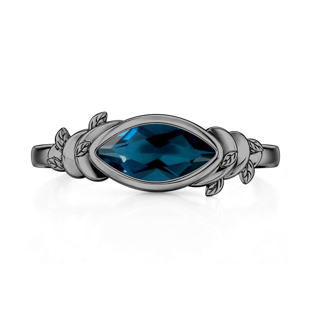 East West Marquise Cut Garnet Leaf and Vine Ring - LUO Jewelry #gemstone_London Blue Topaz
