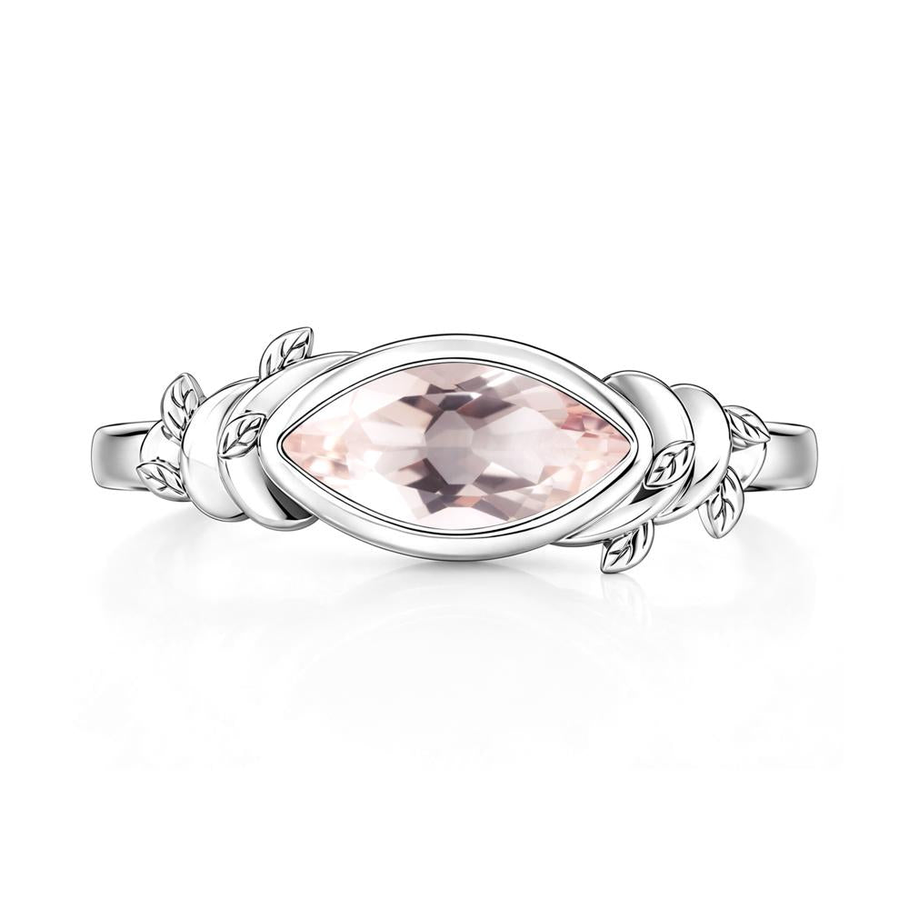East West Marquise Cut Garnet Leaf and Vine Ring - LUO Jewelry #gemstone_Morganite