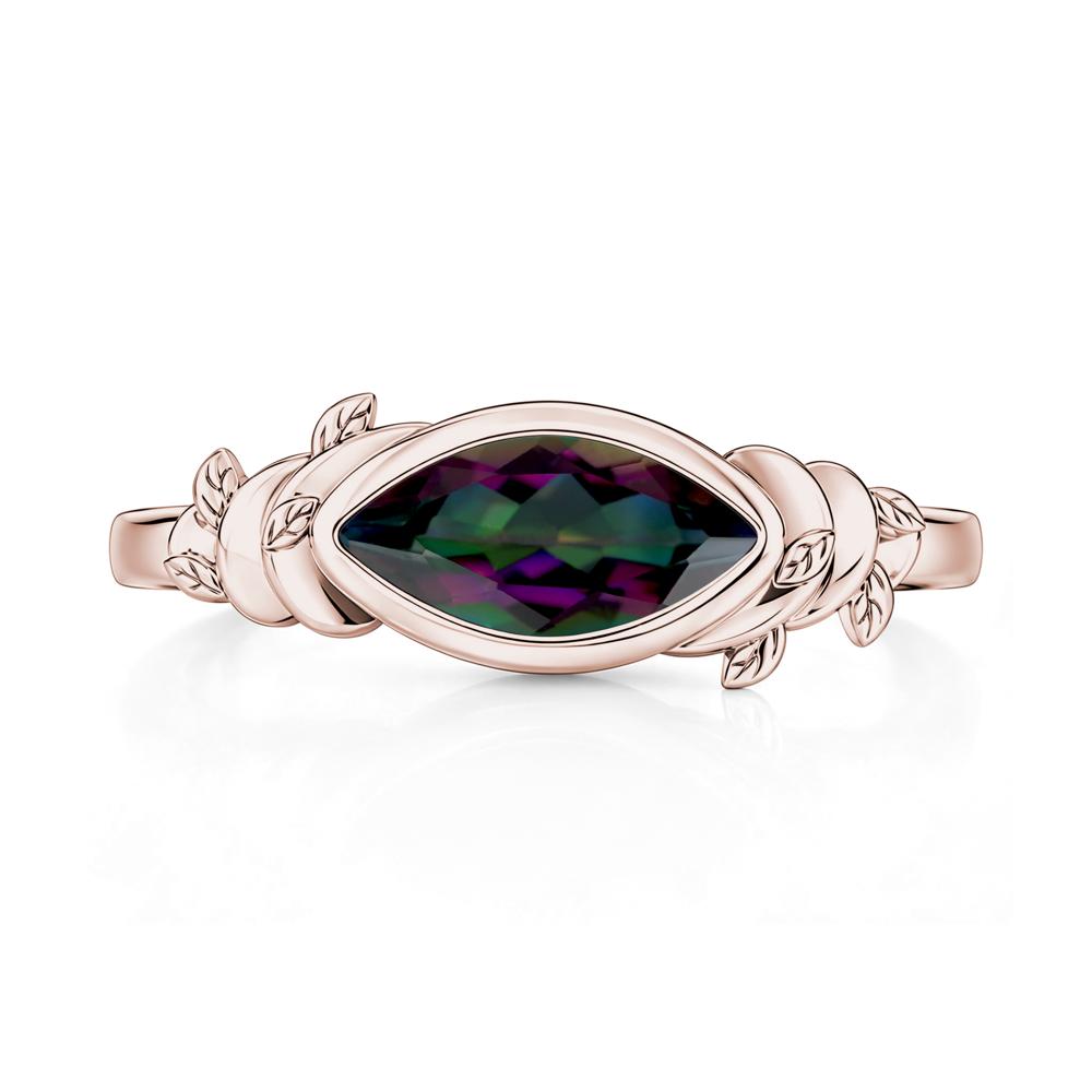 East West Marquise Cut Garnet Leaf and Vine Ring - LUO Jewelry #gemstone_Mystic Topaz