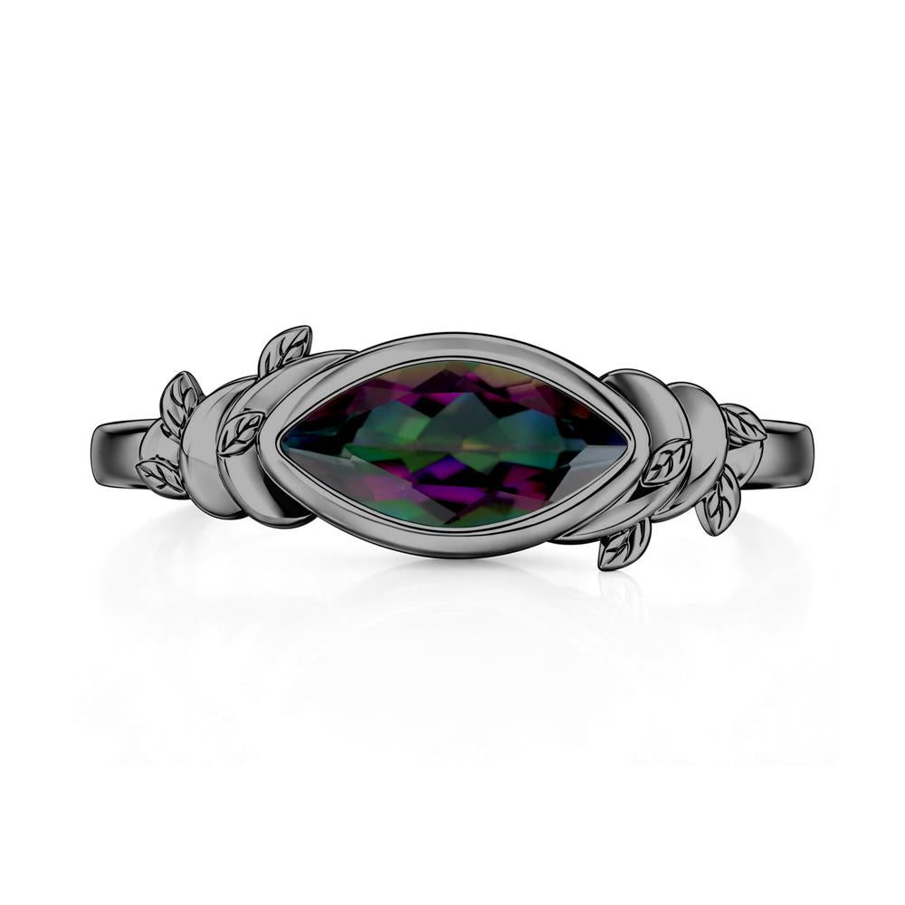 East West Marquise Cut Garnet Leaf and Vine Ring - LUO Jewelry #gemstone_Mystic Topaz