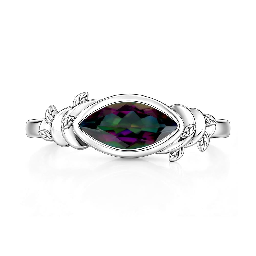 East West Marquise Cut Garnet Leaf and Vine Ring - LUO Jewelry #gemstone_Mystic Topaz