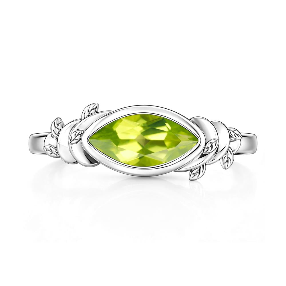 East West Marquise Cut Garnet Leaf and Vine Ring - LUO Jewelry #gemstone_Peridot