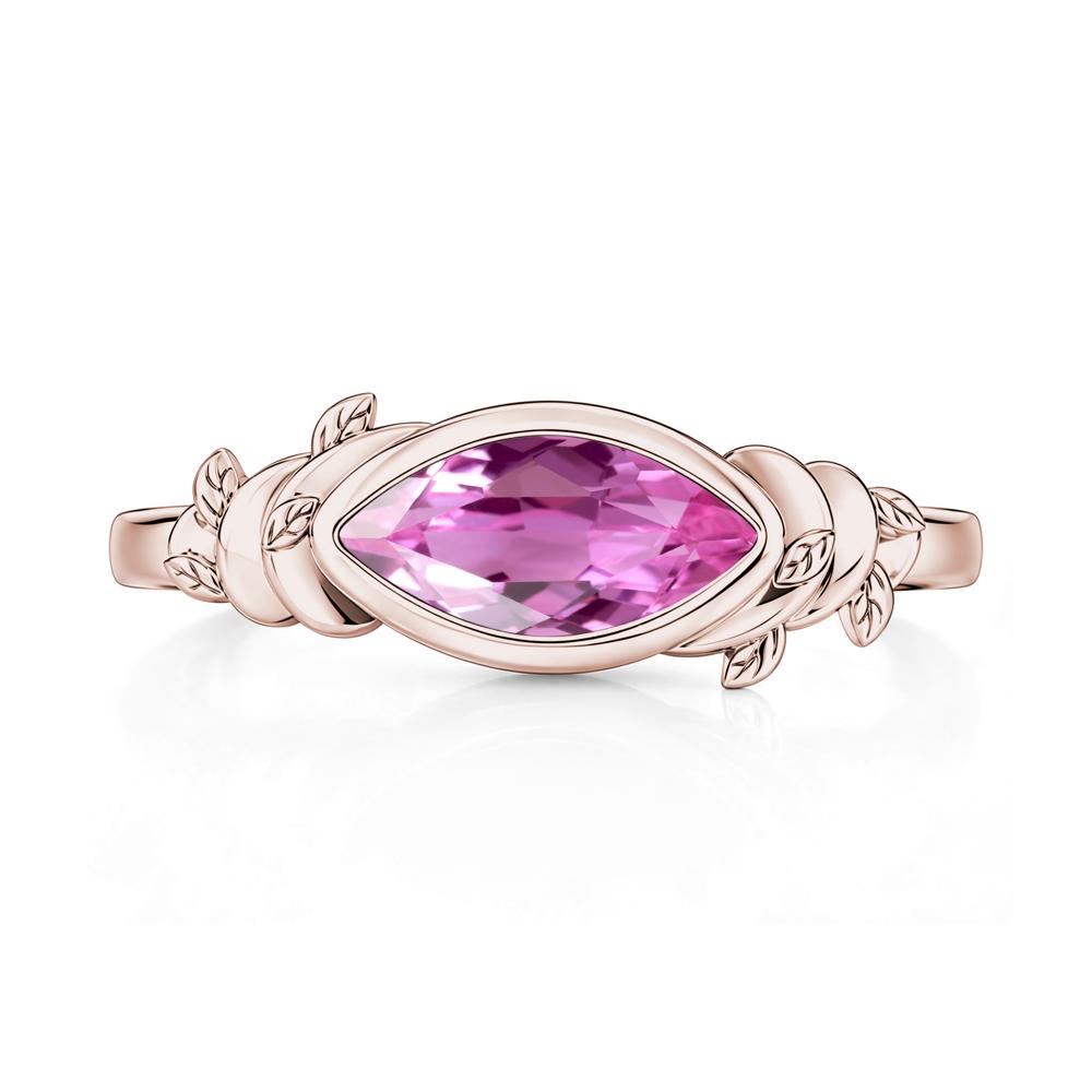 East West Marquise Cut Garnet Leaf and Vine Ring - LUO Jewelry #gemstone_Pink Sapphire