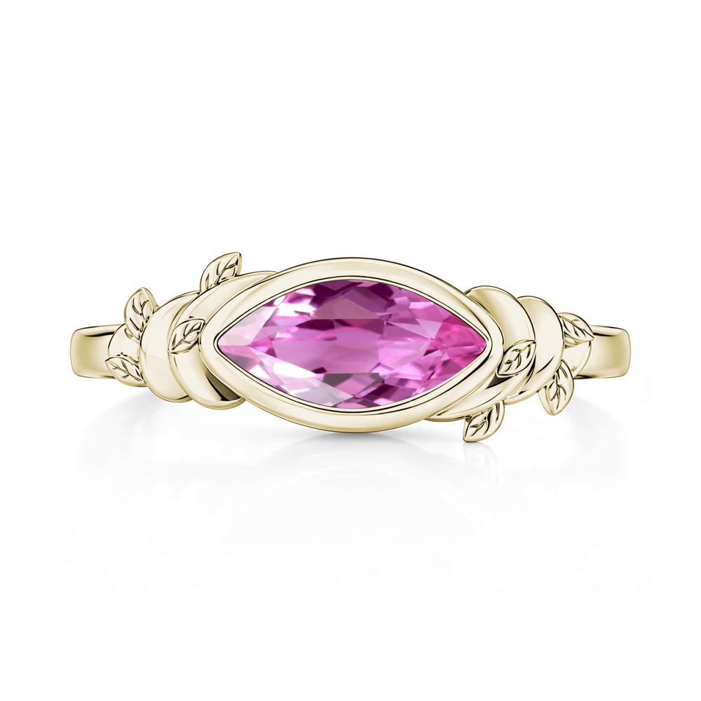 East West Marquise Cut Garnet Leaf and Vine Ring - LUO Jewelry #gemstone_Pink Sapphire
