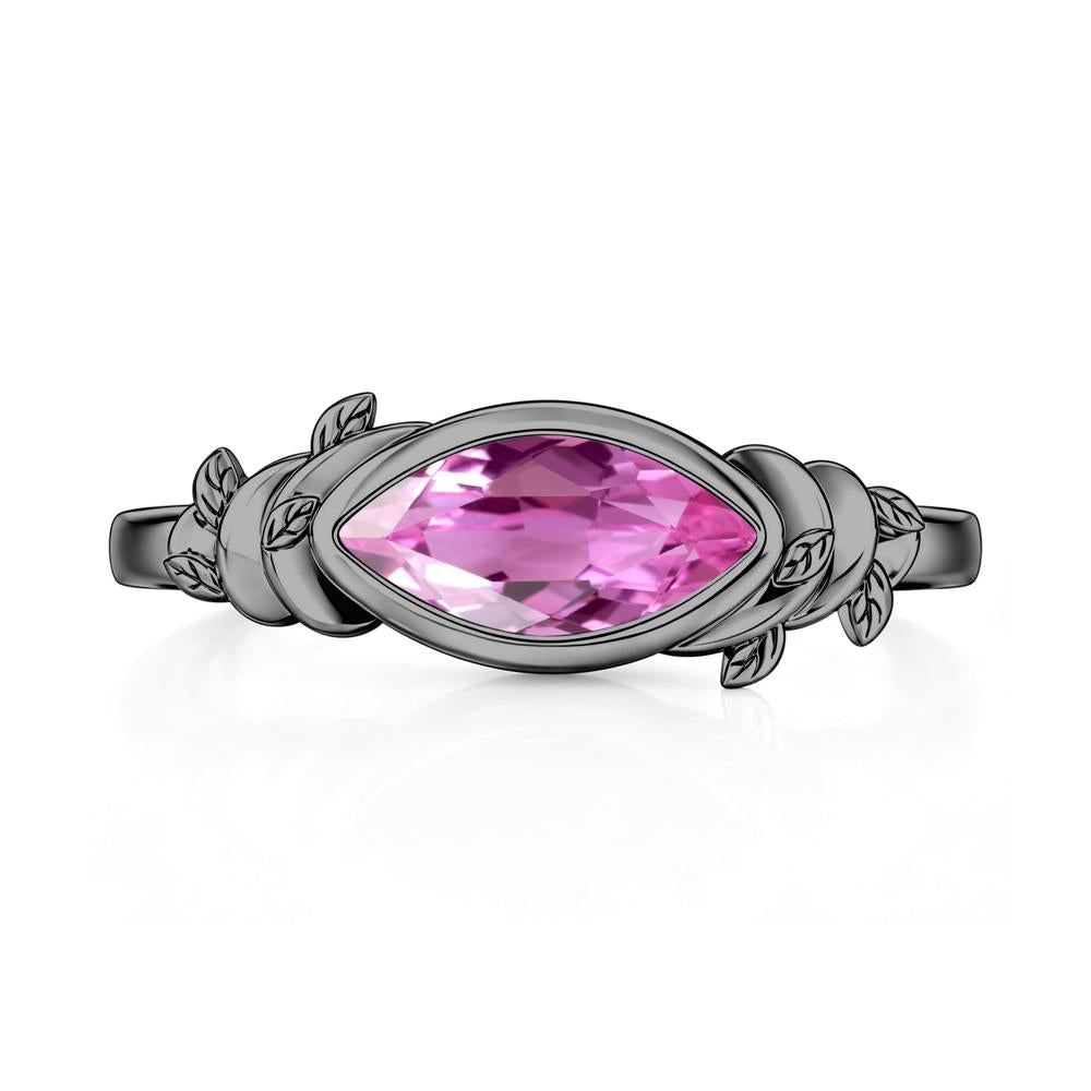 East West Marquise Cut Garnet Leaf and Vine Ring - LUO Jewelry #gemstone_Pink Sapphire