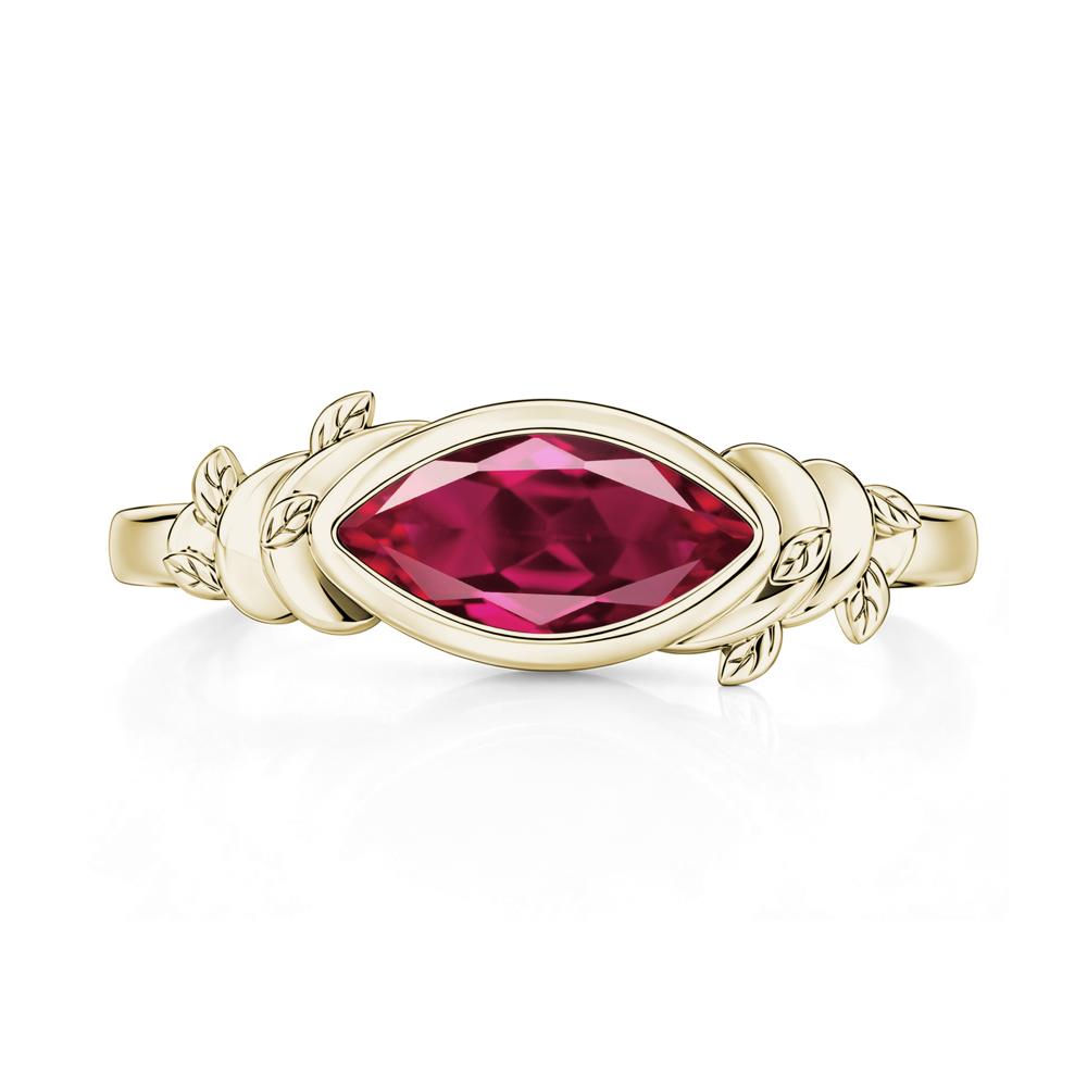 East West Marquise Cut Garnet Leaf and Vine Ring - LUO Jewelry #gemstone_Ruby