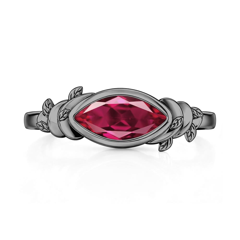 East West Marquise Cut Garnet Leaf and Vine Ring - LUO Jewelry #gemstone_Ruby