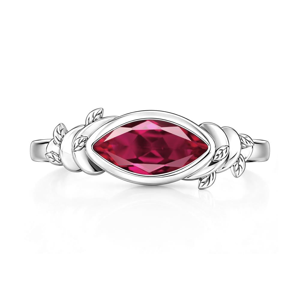 East West Marquise Cut Garnet Leaf and Vine Ring - LUO Jewelry #gemstone_Ruby