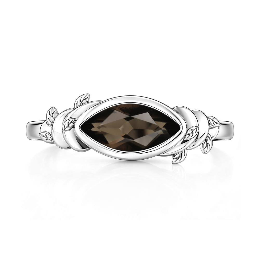 East West Marquise Cut Garnet Leaf and Vine Ring - LUO Jewelry #gemstone_Smoky Quartz