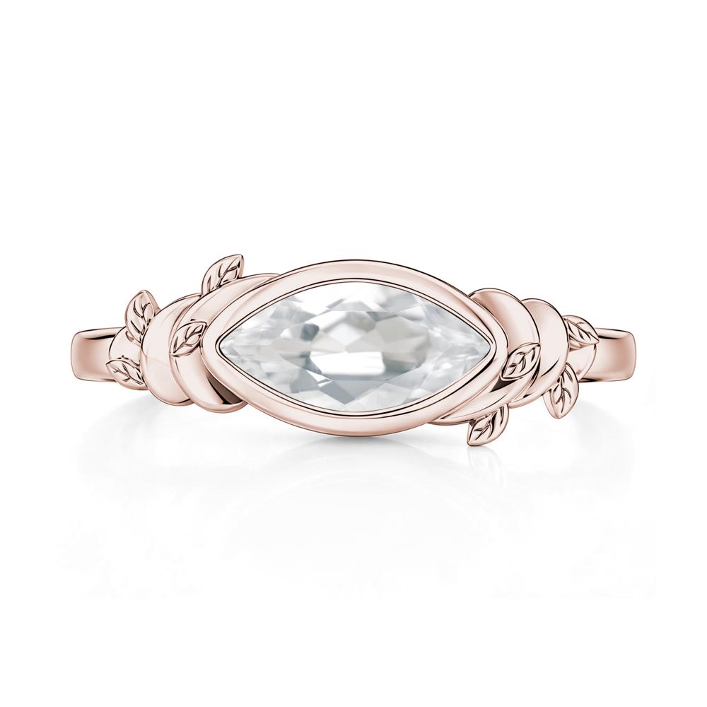 East West Marquise Cut Garnet Leaf and Vine Ring - LUO Jewelry #gemstone_White Topaz