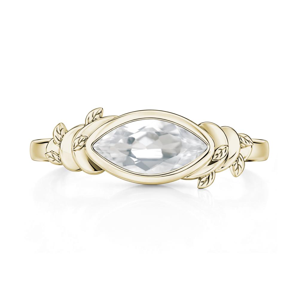 East West Marquise Cut Garnet Leaf and Vine Ring - LUO Jewelry #gemstone_White Topaz