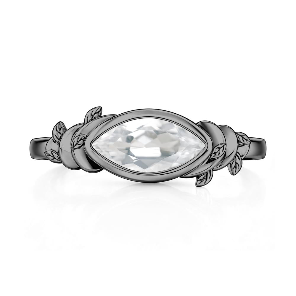 East West Marquise Cut Garnet Leaf and Vine Ring - LUO Jewelry #gemstone_White Topaz