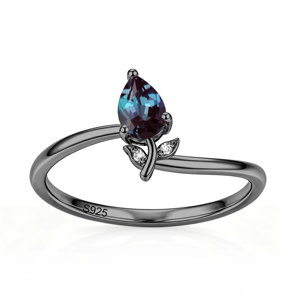 Nature Inspired Pear Cut Sapphire Floral Ring - LUO Jewelry #gemstone_Alexandrite