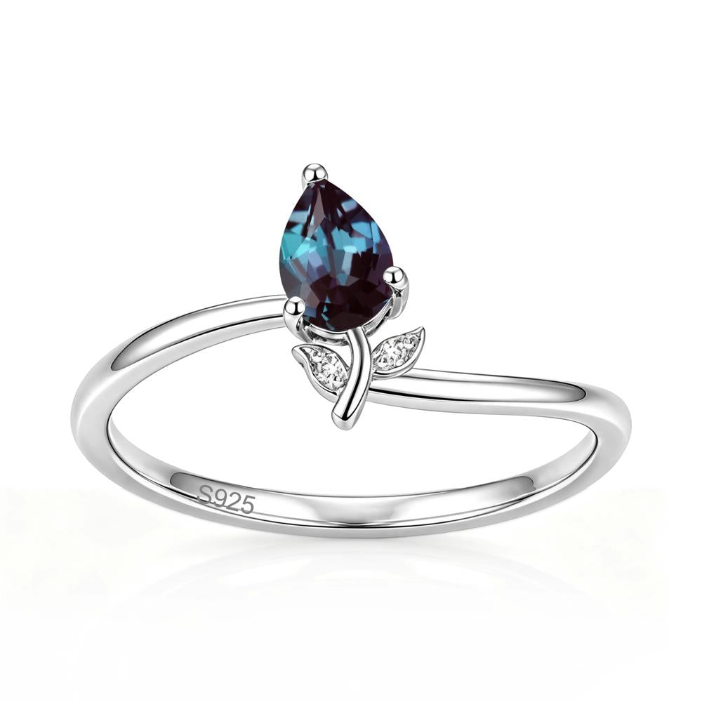 Nature Inspired Pear Cut Sapphire Floral Ring - LUO Jewelry #gemstone_Alexandrite