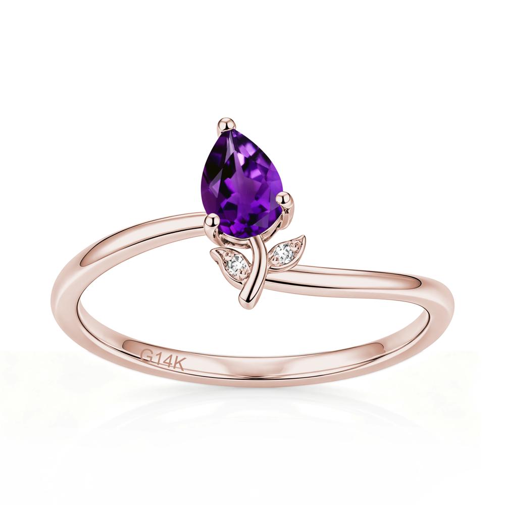 Nature Inspired Pear Cut Sapphire Floral Ring - LUO Jewelry #gemstone_Amethyst