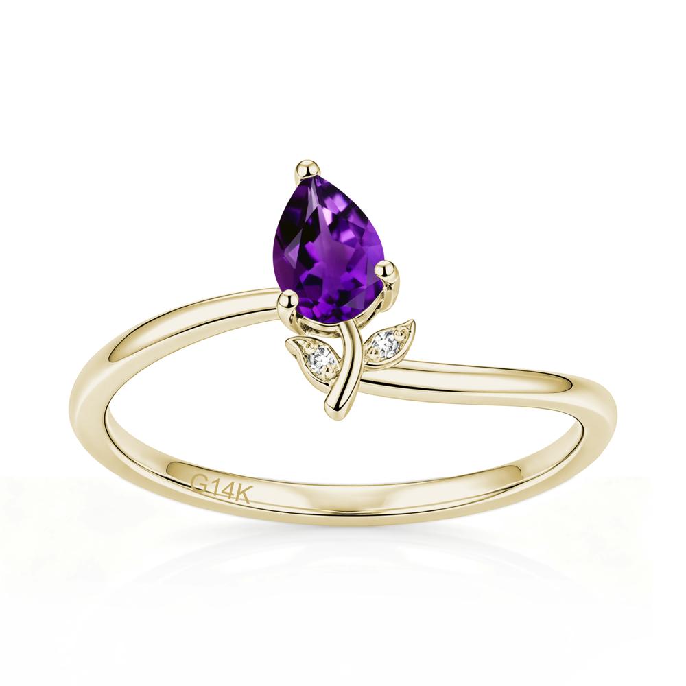 Nature Inspired Pear Cut Sapphire Floral Ring - LUO Jewelry #gemstone_Amethyst