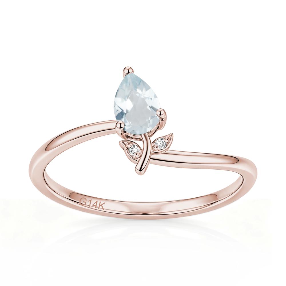 Nature Inspired Pear Cut Sapphire Floral Ring - LUO Jewelry #gemstone_Aquamarine