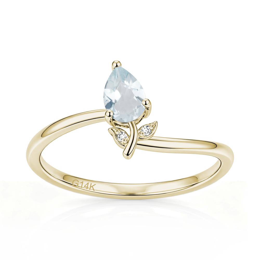 Nature Inspired Pear Cut Sapphire Floral Ring - LUO Jewelry #gemstone_Aquamarine