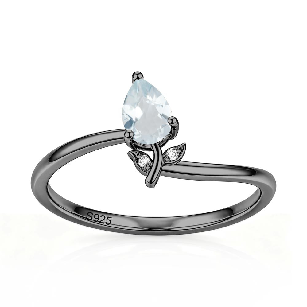 Nature Inspired Pear Cut Sapphire Floral Ring - LUO Jewelry #gemstone_Aquamarine