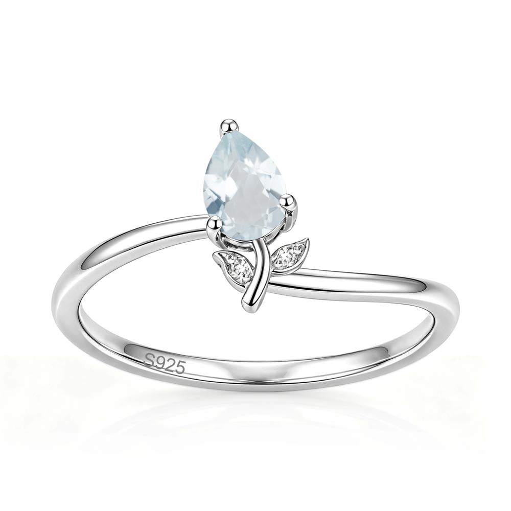 Nature Inspired Pear Cut Sapphire Floral Ring - LUO Jewelry #gemstone_Aquamarine
