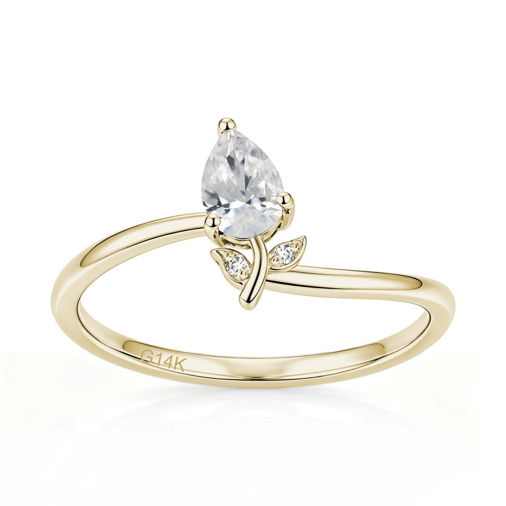Nature Inspired Pear Cut Sapphire Floral Ring - LUO Jewelry #gemstone_Cubic Zirconia