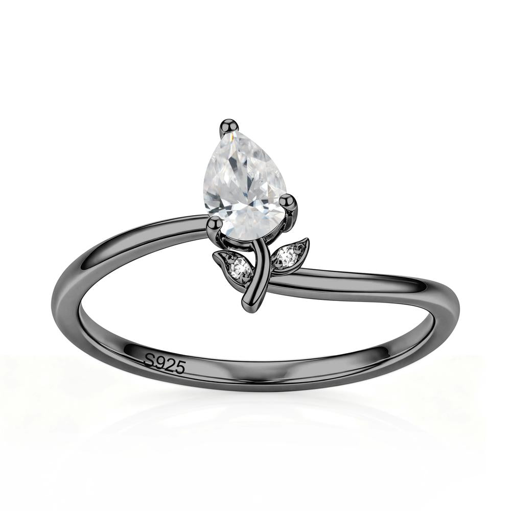 Nature Inspired Pear Cut Sapphire Floral Ring - LUO Jewelry #gemstone_Cubic Zirconia