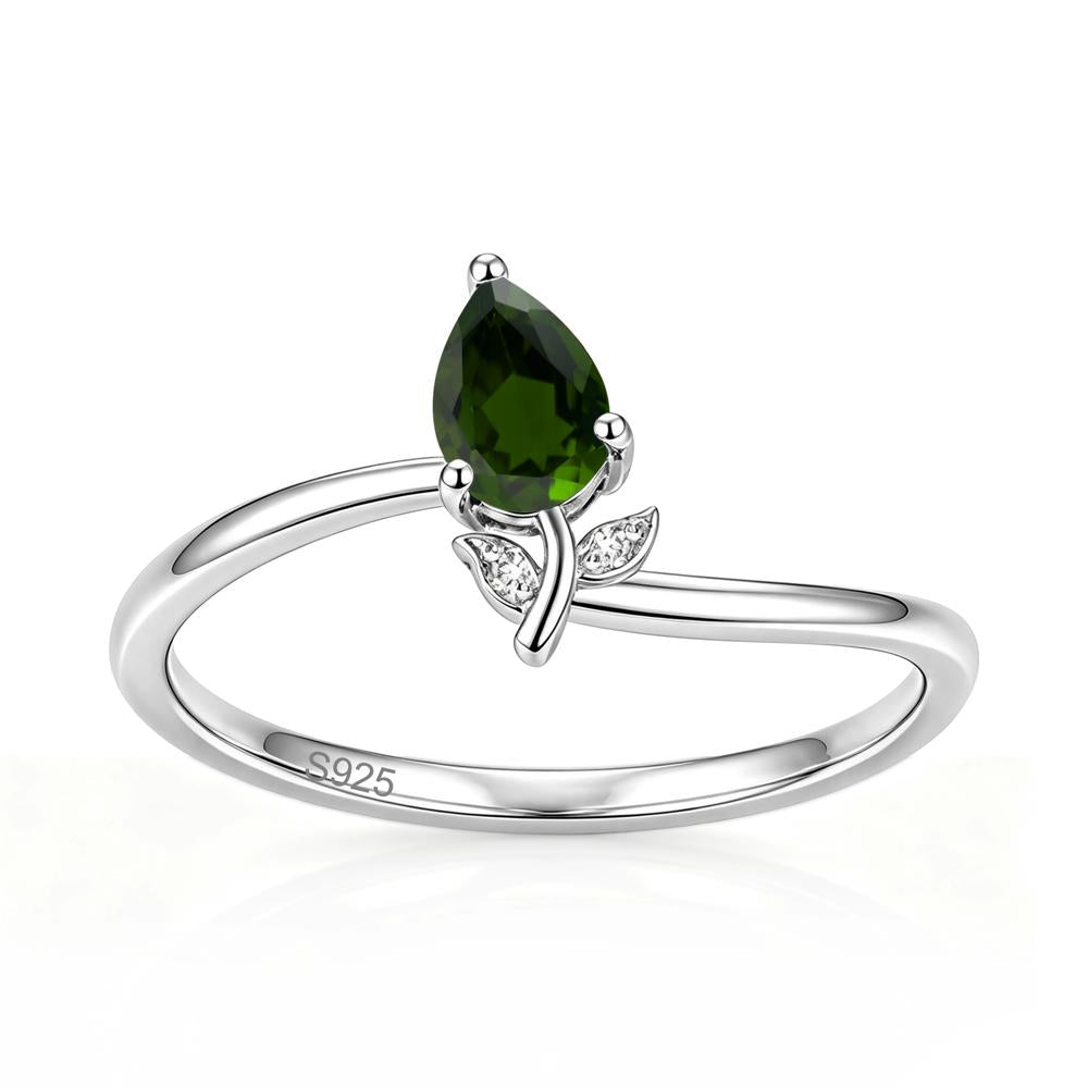 Nature Inspired Pear Cut Sapphire Floral Ring - LUO Jewelry #gemstone_Diopside