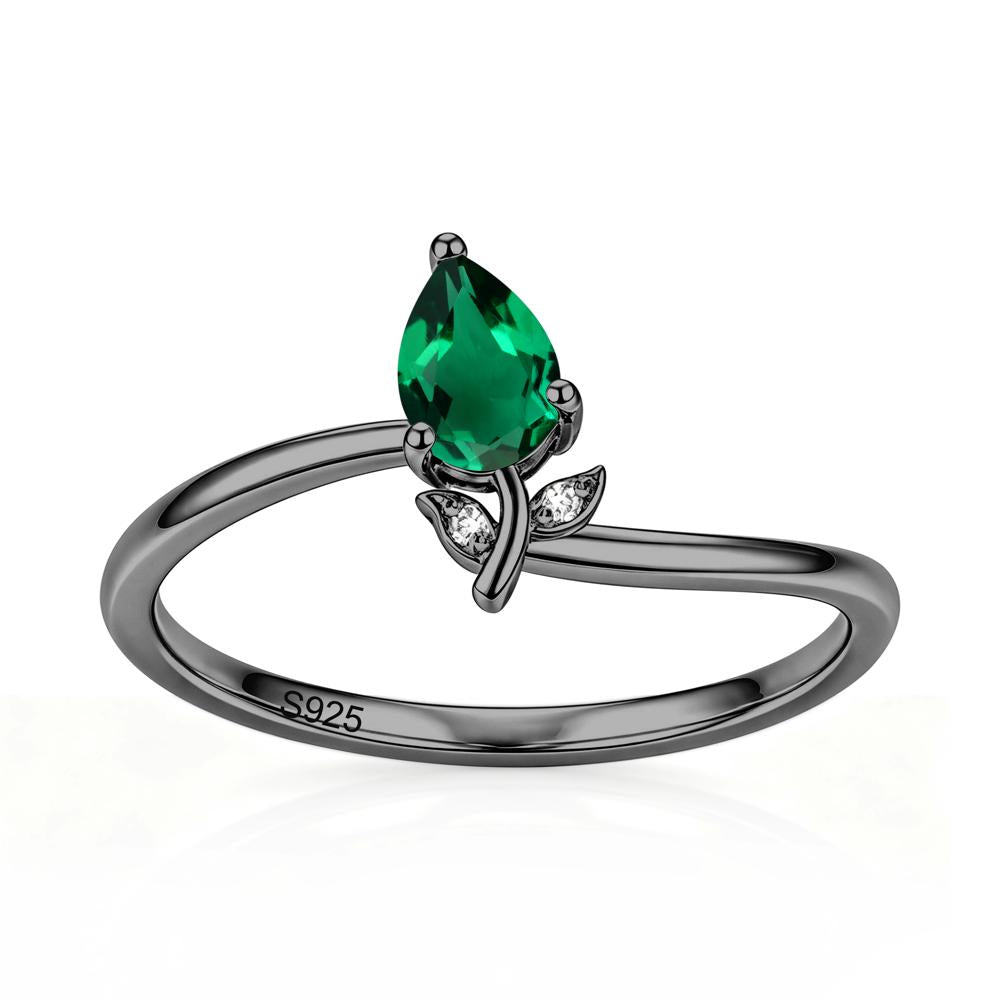 Nature Inspired Pear Cut Sapphire Floral Ring - LUO Jewelry #gemstone_Emerald