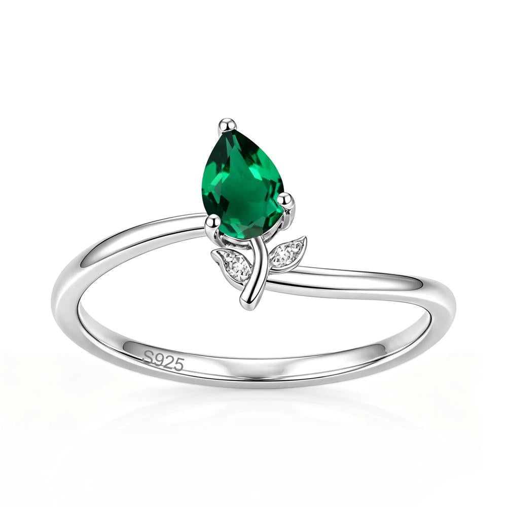 Nature Inspired Pear Cut Sapphire Floral Ring - LUO Jewelry #gemstone_Emerald