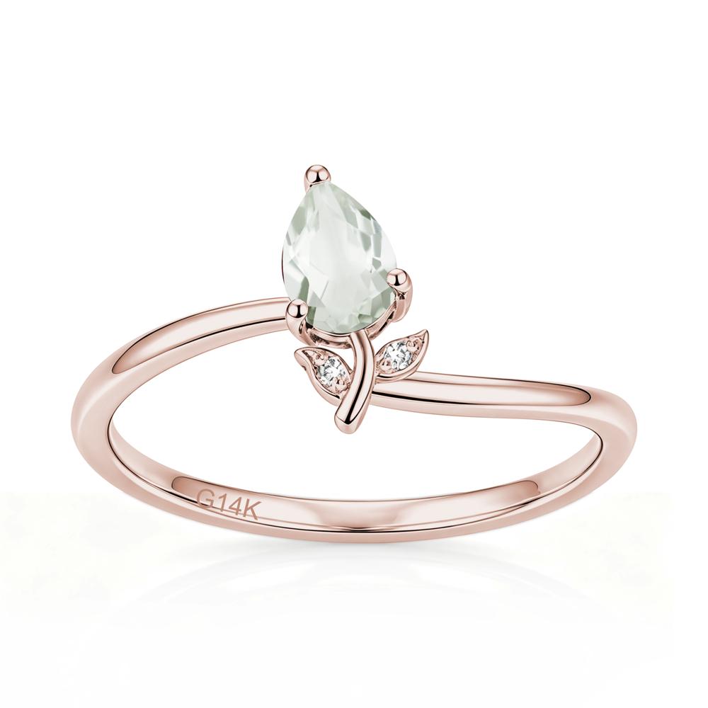 Nature Inspired Pear Cut Sapphire Floral Ring - LUO Jewelry #gemstone_Green Amethyst