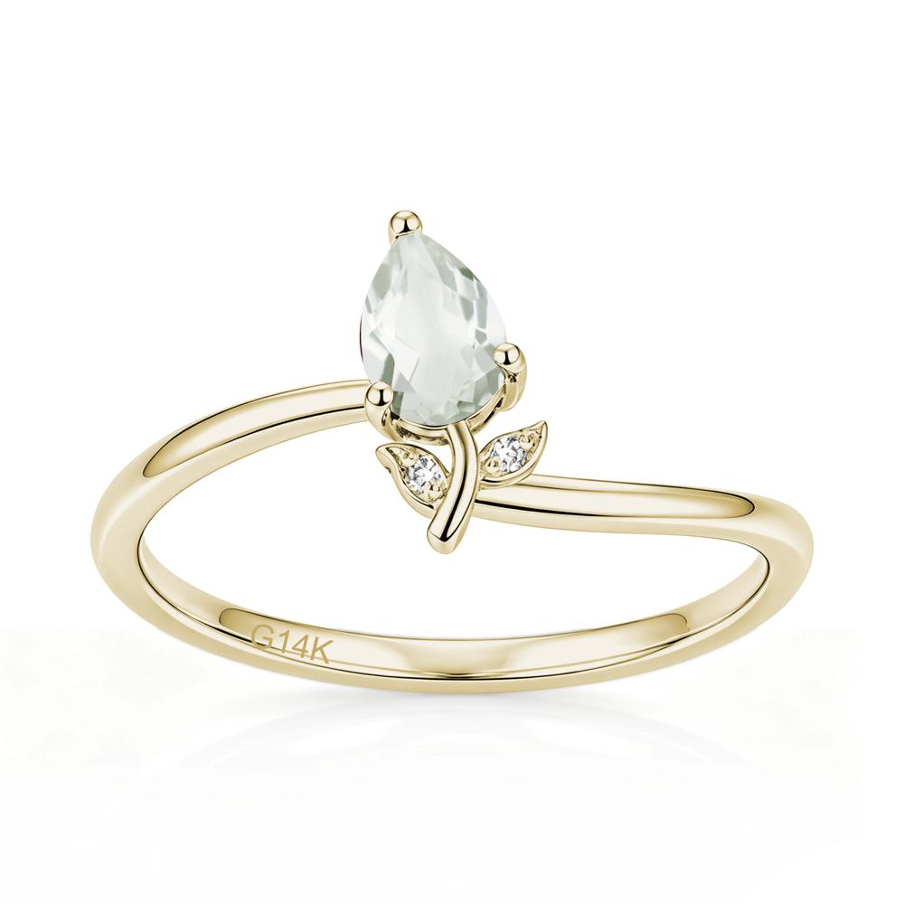 Nature Inspired Pear Cut Sapphire Floral Ring - LUO Jewelry #gemstone_Green Amethyst
