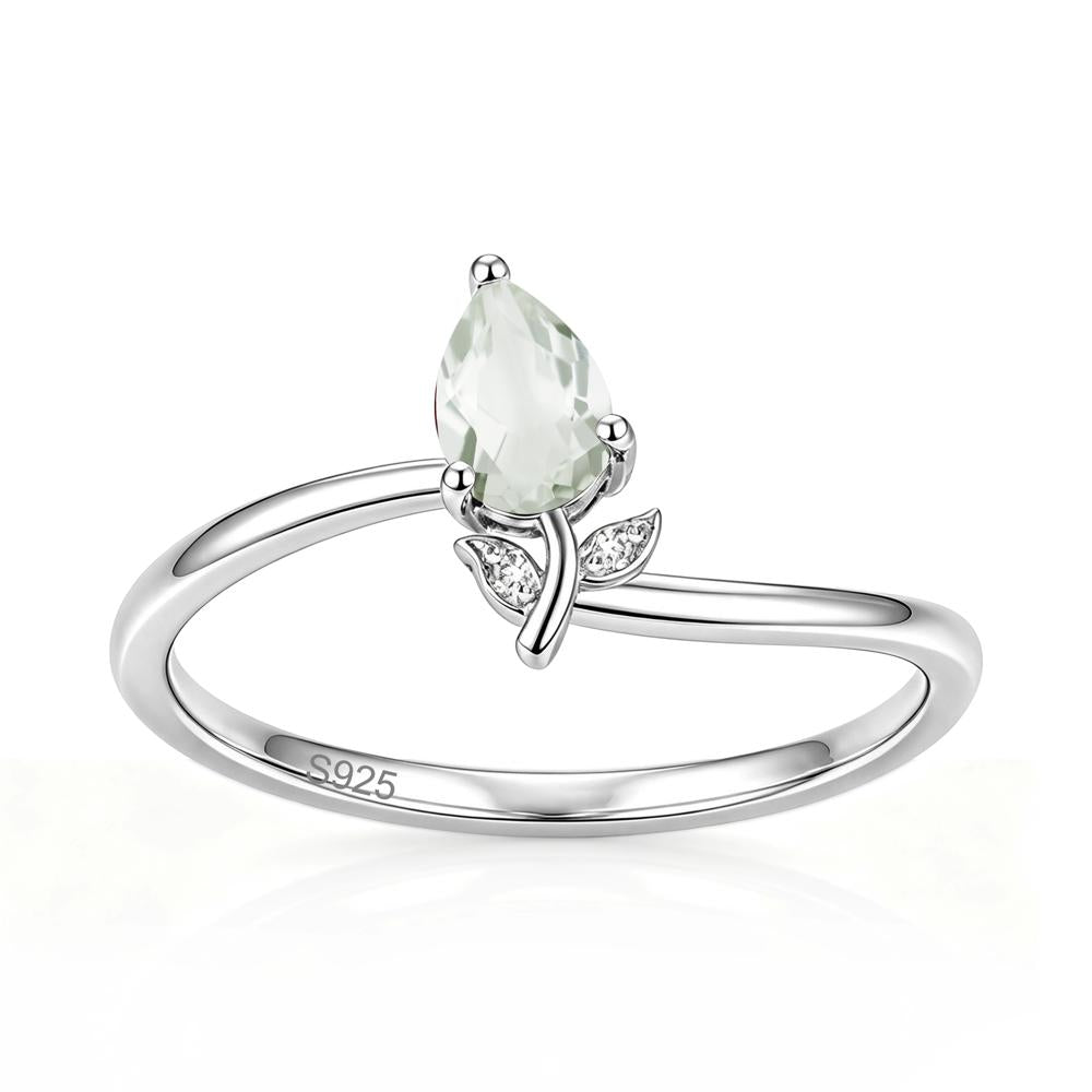 Nature Inspired Pear Cut Sapphire Floral Ring - LUO Jewelry #gemstone_Green Amethyst