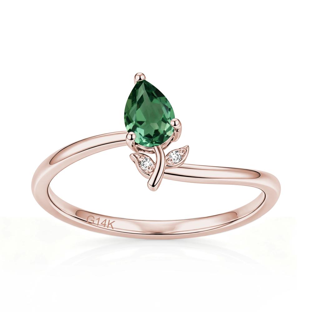 Nature Inspired Pear Cut Sapphire Floral Ring - LUO Jewelry #gemstone_Green Sapphire