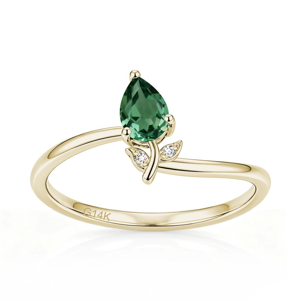 Nature Inspired Pear Cut Sapphire Floral Ring - LUO Jewelry #gemstone_Green Sapphire