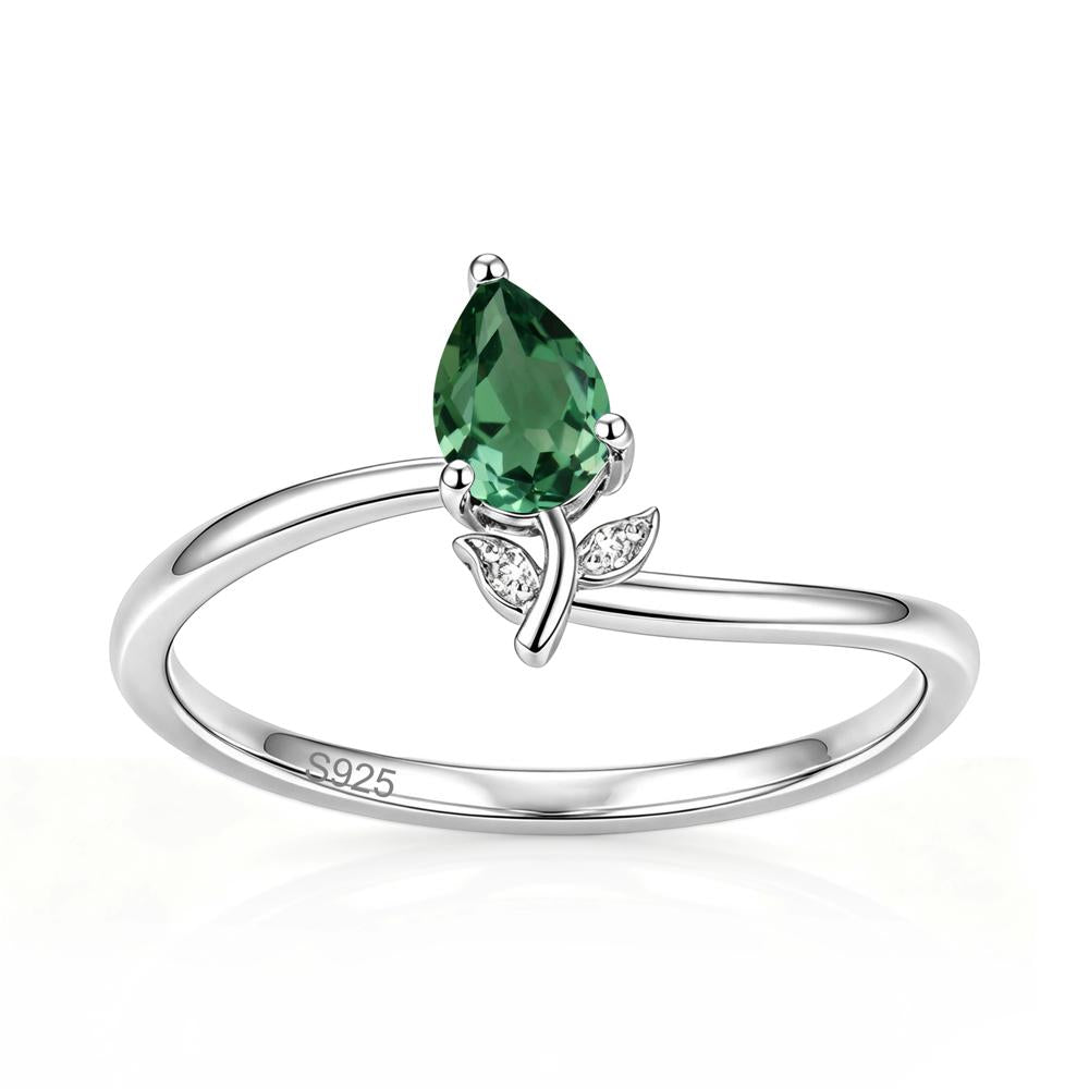 Nature Inspired Pear Cut Sapphire Floral Ring - LUO Jewelry #gemstone_Green Sapphire
