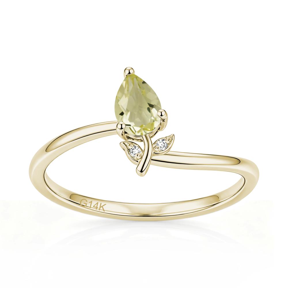 Nature Inspired Pear Cut Sapphire Floral Ring - LUO Jewelry #gemstone_Lemon Quartz