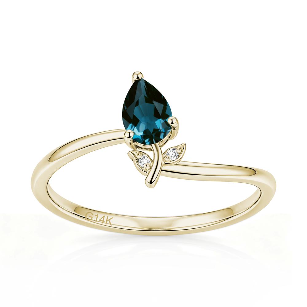 Nature Inspired Pear Cut Sapphire Floral Ring - LUO Jewelry #gemstone_London Blue Topaz