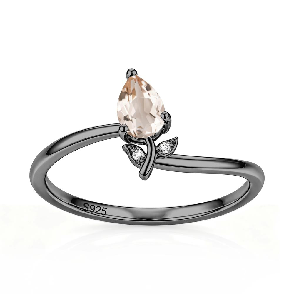 Nature Inspired Pear Cut Sapphire Floral Ring - LUO Jewelry #gemstone_Morganite